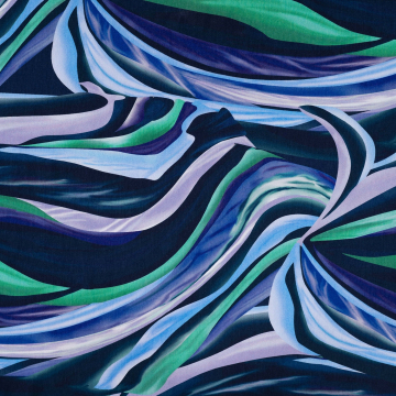 Viscose jersey Abstract Lines, marineblauw