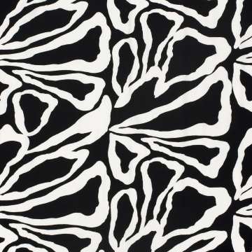 Tissu jersey viscose Feuilles, noir