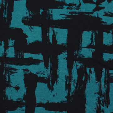 Viscose jersey Brush Stroke, petrol