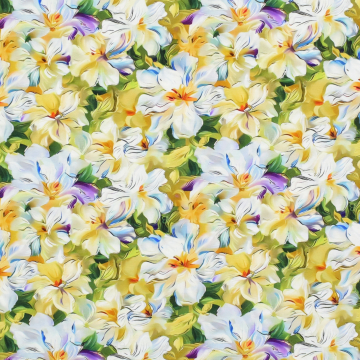 Tissu jersey viscose Fleur Colorful Flowers, jaune