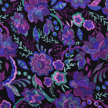 Tissu jersey viscose Fleurs Flower dream, pourpre