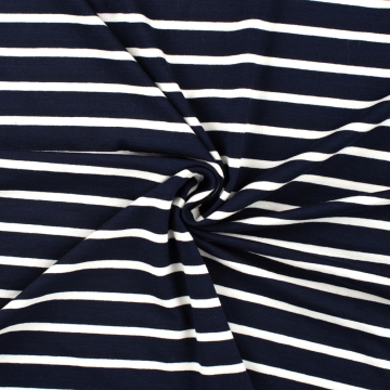 Viskosejersey Small Stripes, marine