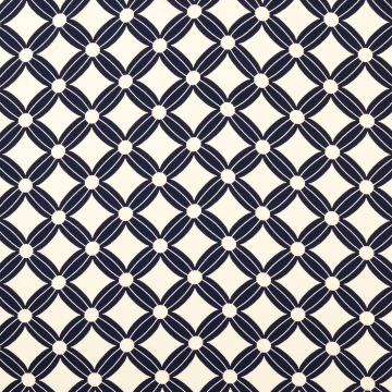 Viscose stof Flower Cubes, marineblauw