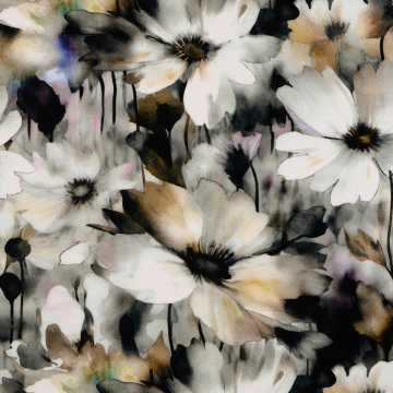 Viscose stof Flower Love, grijs