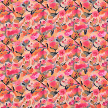 Viscose fabric Flower Paradise, orange