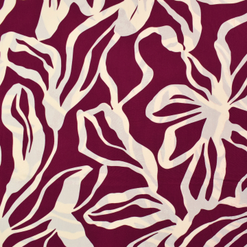 Tissu viscose Leaf Dream, lie de vin