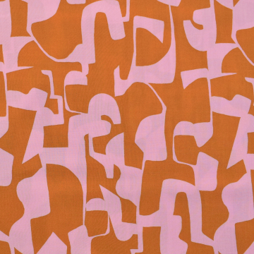 Viscose stof Radiance Abstract, donkeroranje