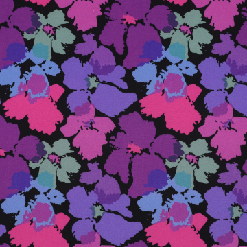 Tissu viscose Fleurs Radiance Beautiful Flowers, noir