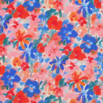 Viscose stof Radiance flowers, roze