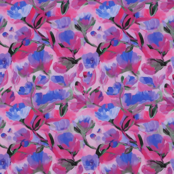 Viscose stof Watercolor Flowers, paars