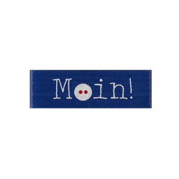 Étiquette vêtement Moin!, bleu