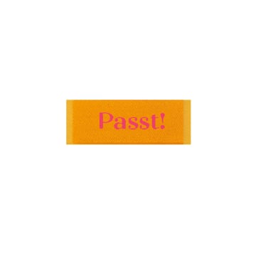 Étiquette vêtement Passt!, orange
