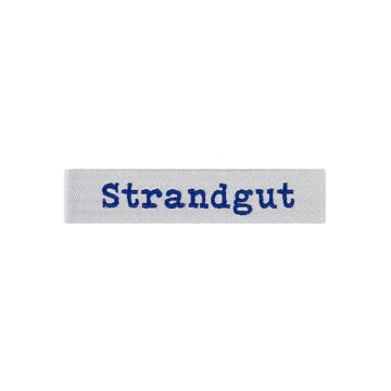 Étiquette vêtement Strandgut, bleu