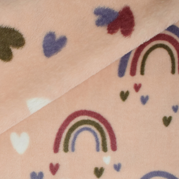 Wellnessfleece Doubleface Regenboog, oudroze