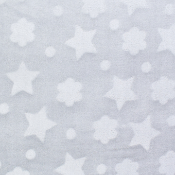 Tissu polaire doux wellness Flowers and Stars, gris clair