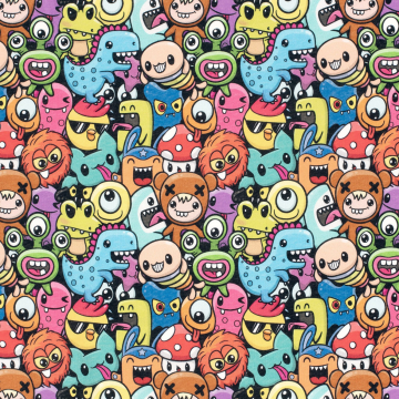 Tissu sweat molleton Petits monstres Little Monsters, multicolore