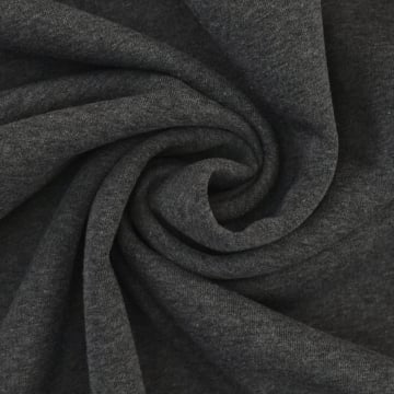 Tissu sweat molleton uni, anthracite chiné