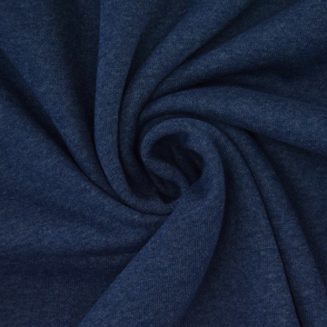 Tissu sweat molleton chaud recyclé, bleu denim chiné