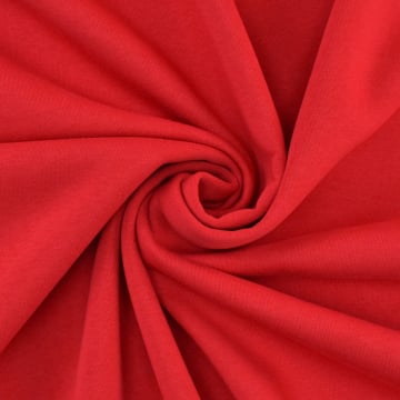 Tissu sweat molleton uni, rouge