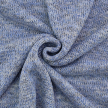 Gebreide stof met wol, blauw gemêleerd