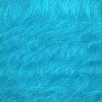 Tissu fausse fourrure à longs poils hirsutes, turquoise