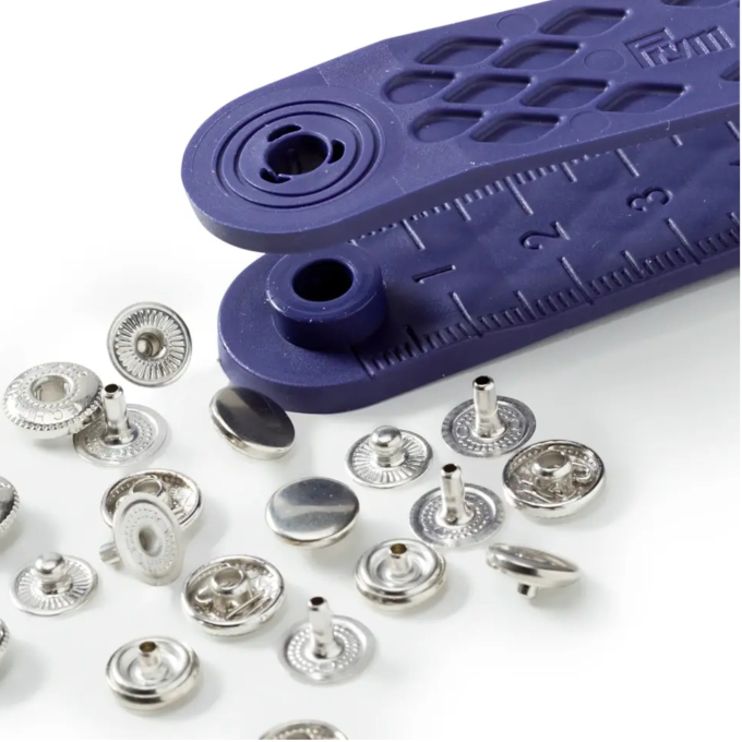 10 mini boutons pression, 8 mm, couleur argent