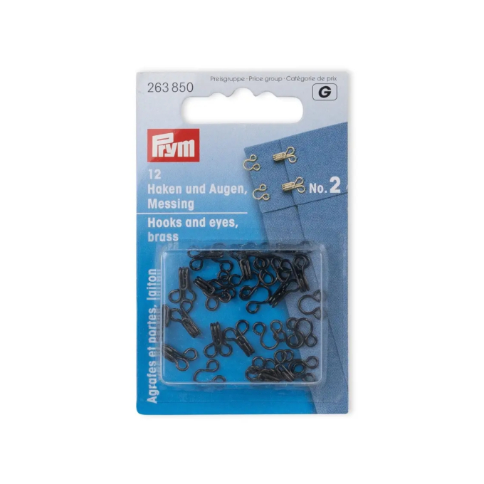 12 agrafes & portes Prym, No. 2, noir