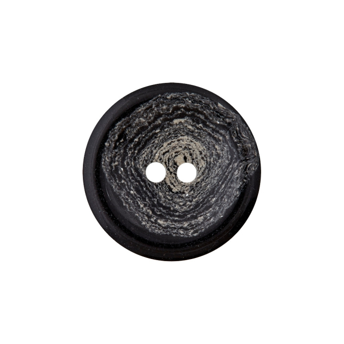 2-hole button Hemp-Polyester button recycelt 20 mm, zwart-marbled