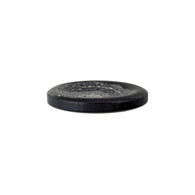 Bouton 2 trous en chanvre et polyester recyclé, 25 mm, noir-marbré