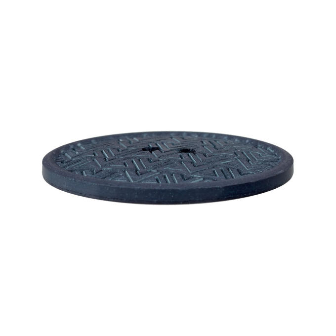 Bouton 2 trous en chanvre et polyester recyclé, 28 mm, gris foncé (0068)