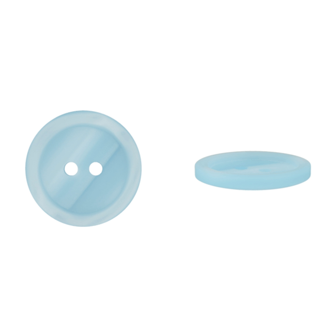 Bouton couture plastique 15mm 2 trous, bleu clair