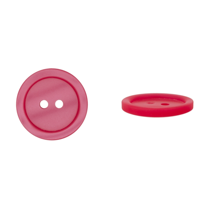 Bouton couture plastique 20mm 2 trous, rose fuchsia