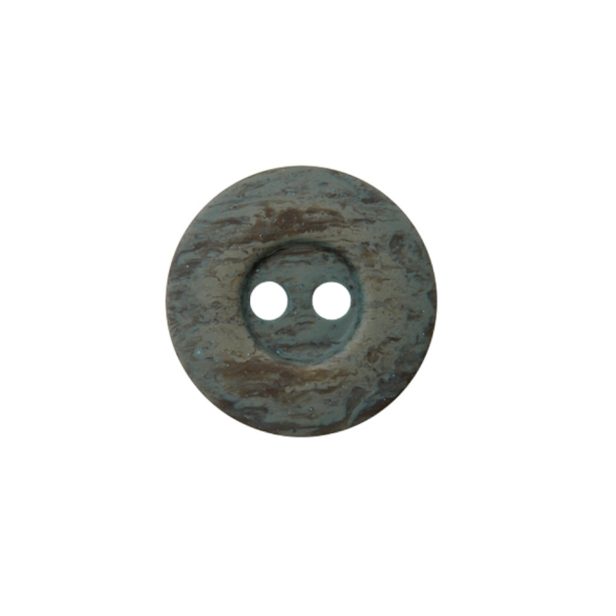 Bouton couture plastique 2 trous chiné, 23 mm, bleu gris (0072)