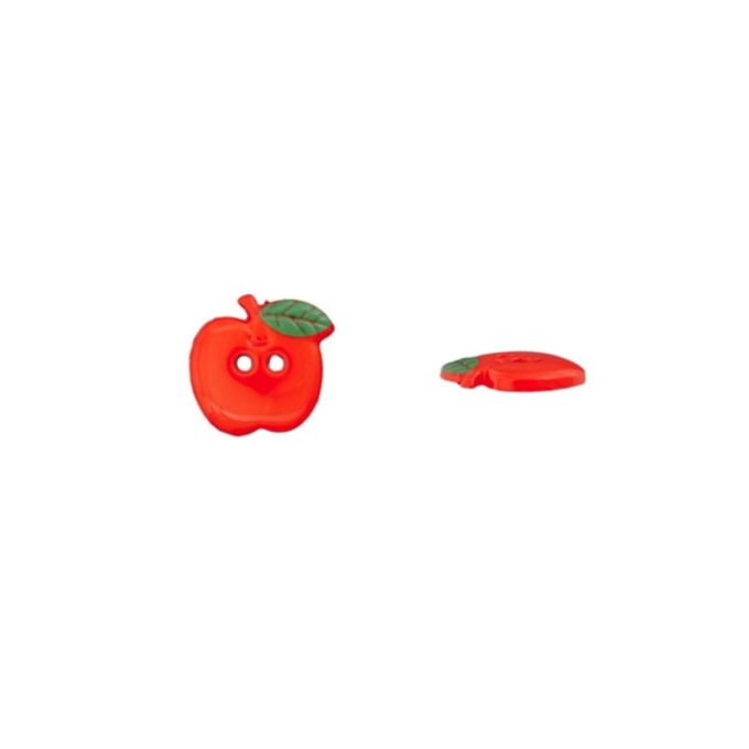 Bouton en plastique deux trous pomme, 18 mm, orange