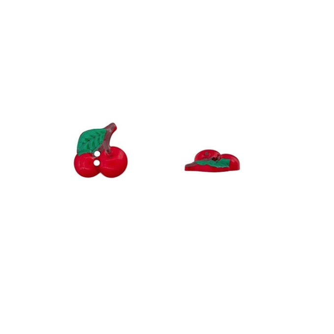Bouton en plastique deux trous cerise, 18 mm, rouge