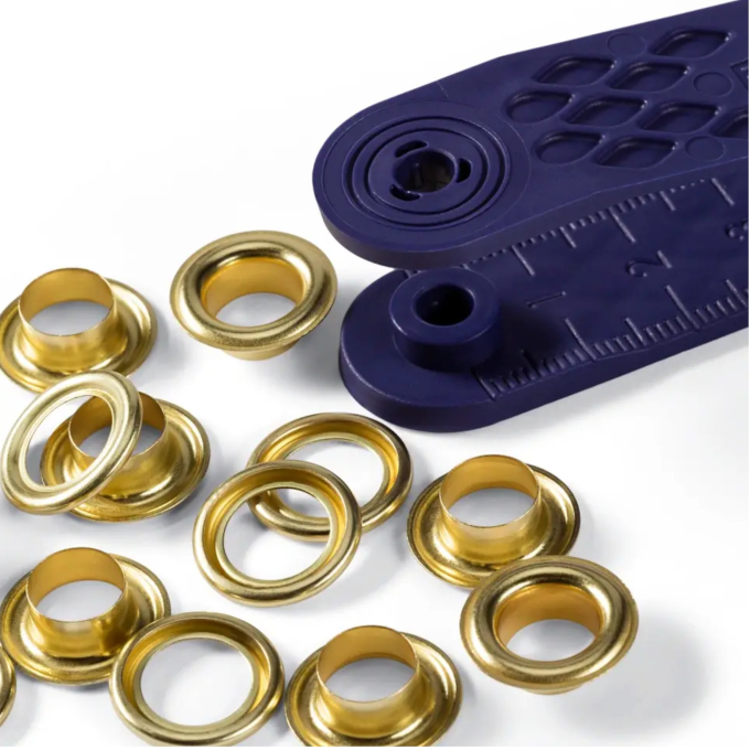 24 Ösen mit Scheiben, 8 mm, goldfarbig