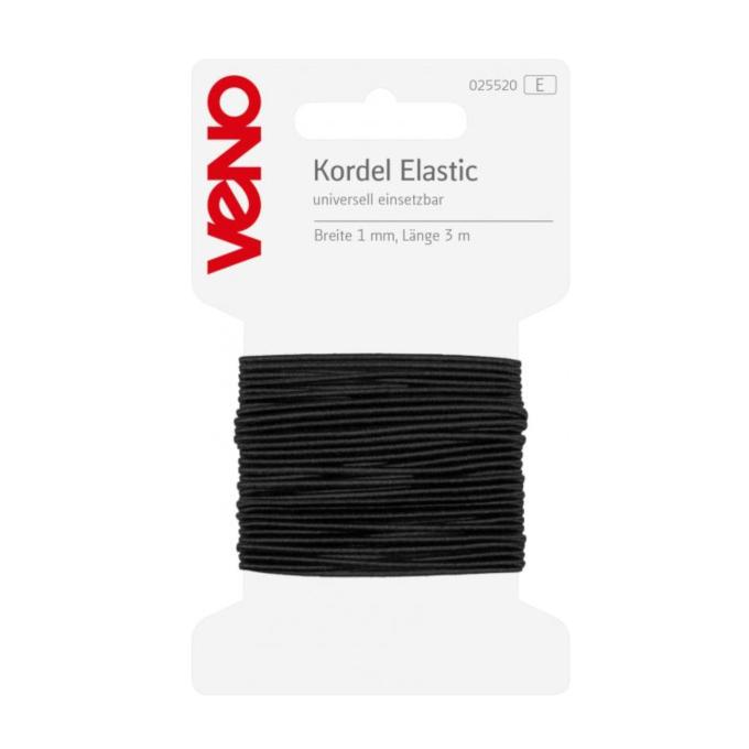 3 m Elastic-koord, 1mm breit, zwart
