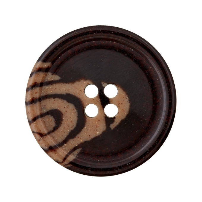 Bouton couture plastique 28 mm 4 trous, couleur café