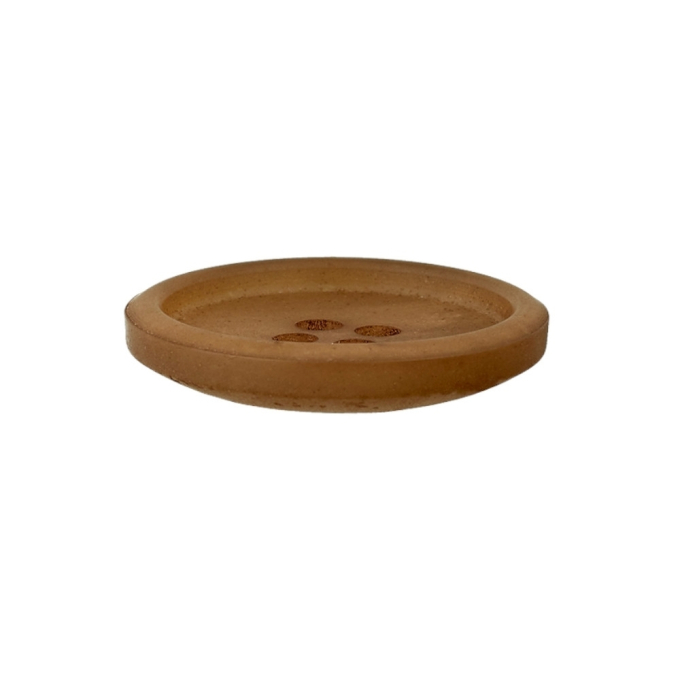 Bouton couture plastique et papier recyclés, 28 mm 4 trous, marron clair