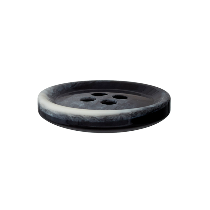 Bouton couture plastique 4 trous, 15 mm, gris-noir
