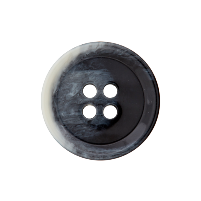 Bouton couture plastique 4 trous, 20 mm, gris-noir