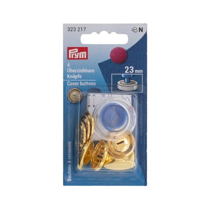 4 boutons à recouvrir Prym, 23 mm, couleur or