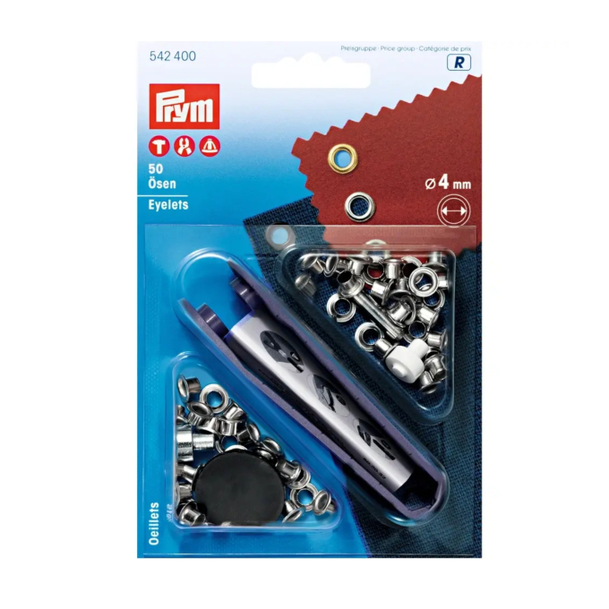 50 oeillets Prym, 4 mm, couleur argent