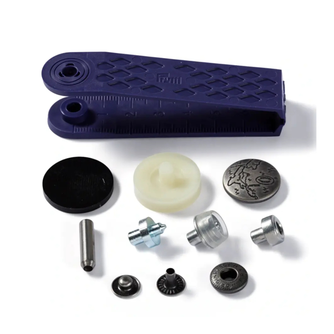 6 boutons pression pour anorak Prym, couleur argent mat