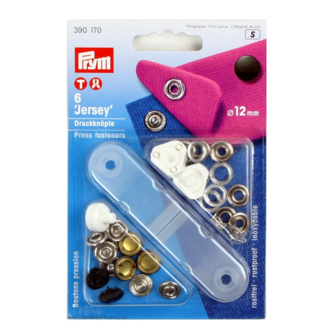6 boutons pression pour jersey Prym, 12 mm, noir
