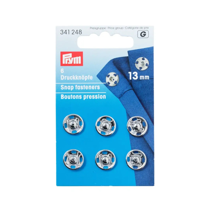 Boutons pression à coudre 13 mm en laiton argent