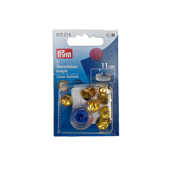 7 boutons à recouvrir Prym, 11 mm, couleur or