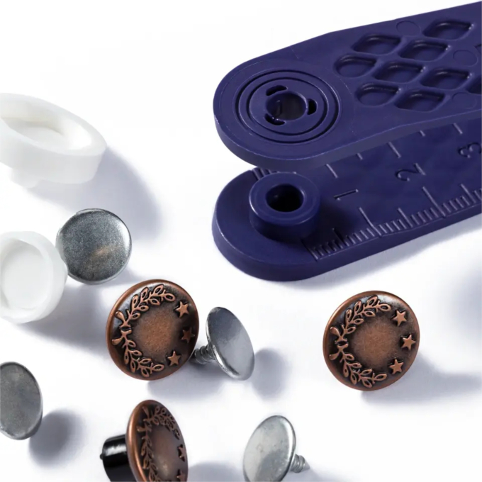 8 boutons pour jean Prym, 14 mm, couleur cuivre antique