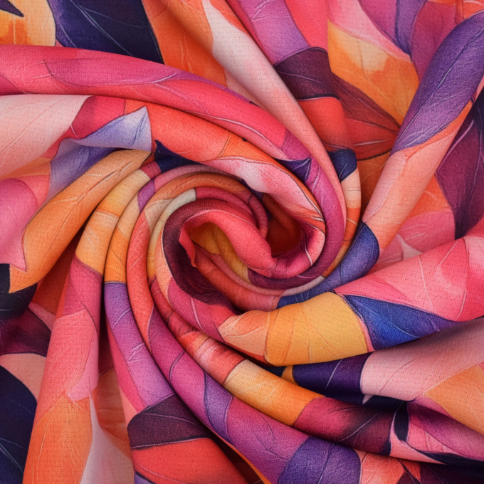 Alpenfleece sweatshirtstof Autumn Leaves, roze