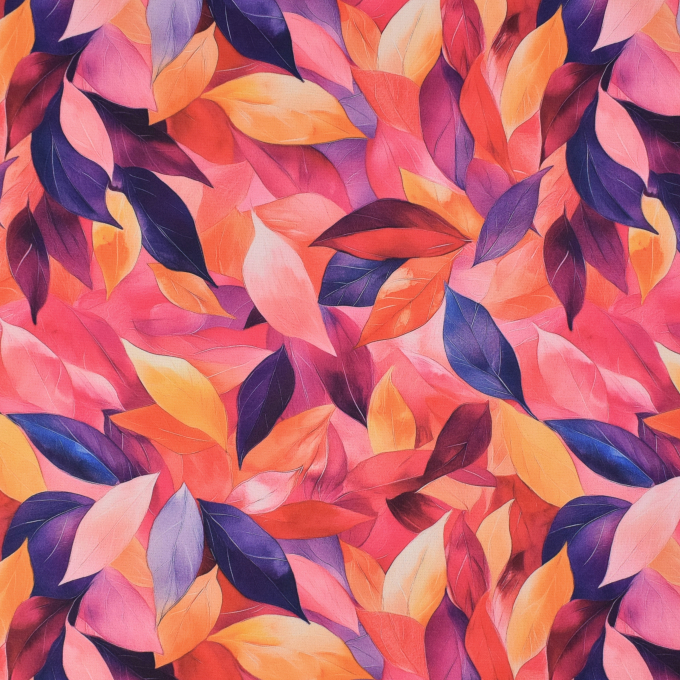 Alpenfleece sweatshirtstof Autumn Leaves, roze